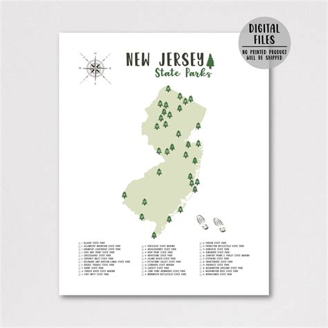 New Jersey State Parks Map Print-new Jersey State Parks - Etsy