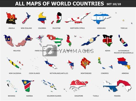 All maps of world countries and flags . Set 10 of 10 ( Complete ...