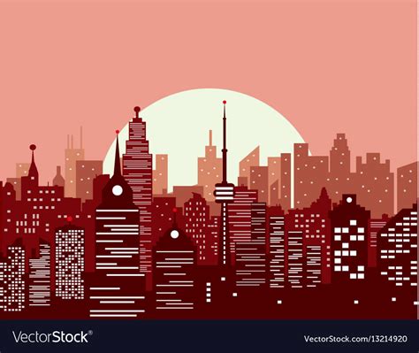 City skyline at sunset Royalty Free Vector Image