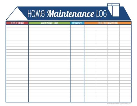 Home Maintenance Log - Home Maintenance Schedule - Printable and ...