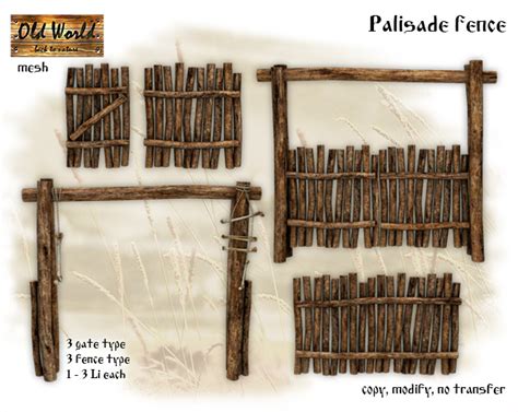 Second Life Marketplace - Wooden palisade fence with gate - Old World ...