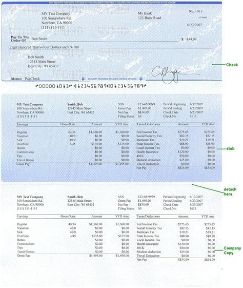 Free Payroll Check Templates ~ Addictionary