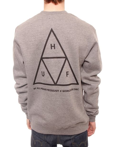 HUF Triple Triangle Sweatshirt - Gunmetal - HUF from Fat Buddha Store UK