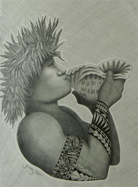 Samoan Taulima Drawing by Kristy Mao