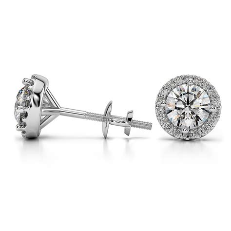 Halo Diamond Earrings in Platinum (1 ctw)