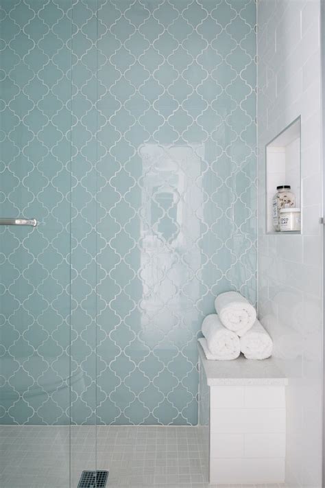 Glass Arabesque Tile Shower - Glass Designs