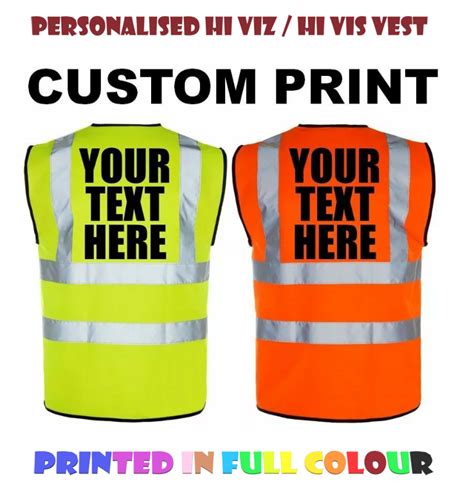 Personalised Printed Hi Vis Hi Viz Vest Waistcoat EN471 Workwear Custom Uniform