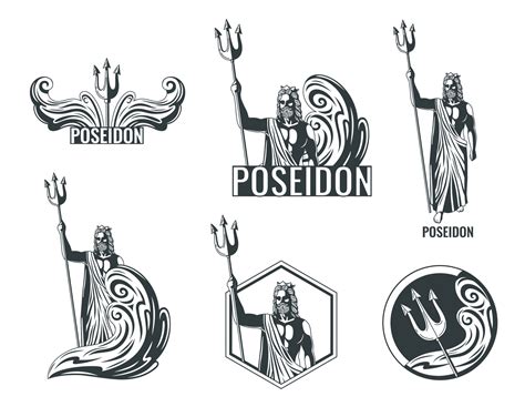 Greek God Poseidon Emblems 19775578 Vector Art at Vecteezy