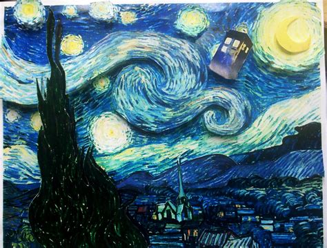 Made a 3D version of Starry Night for design class, T.A.R.D.I.S. included. : doctorwho