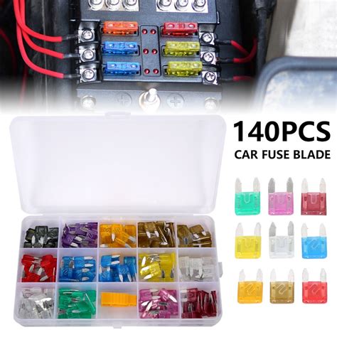 ODOMY 140 Pcs Auto Mini Low Profile Blade Fuse Assortment Kit Box 1-40 ...