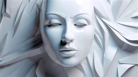 White Mask Design For A 3d Powerpoint Background For Free Download - Slidesdocs
