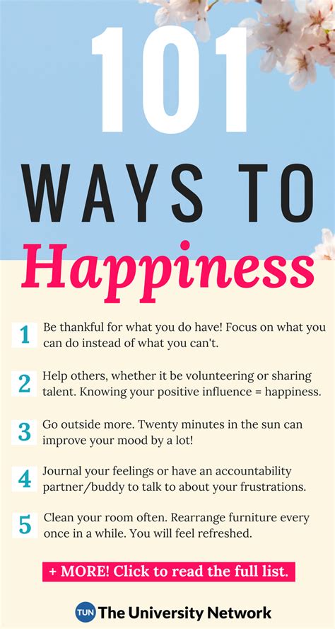 101 Ways to Happiness | Ways to be happier, Finding happiness, What is happiness