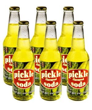 Pickle Soda Pop: A carbonated soft drink with a sweet pickle taste.