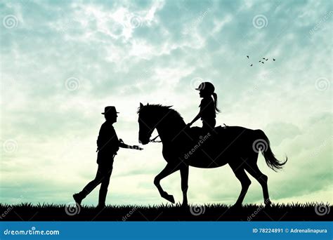 Horse ride at sunset stock illustration. Illustration of mammal - 78224891