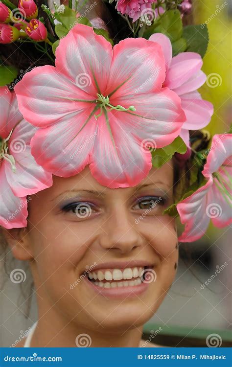 Girl with Beautiful Smile and Flower-3 Editorial Stock Image - Image of belgrade, tradition ...