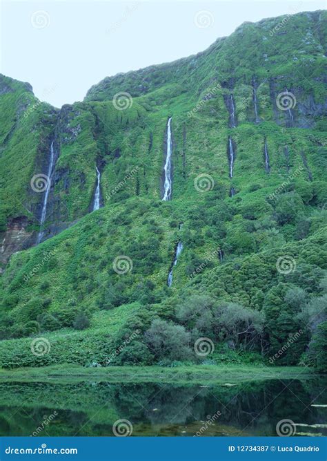 Waterfalls in Flores Island (Azores) Stock Image - Image of miguel, green: 12734387