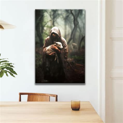 Amazon.com: SAZAHA Christian wall art: Jesus rescues a muddy lamb ...