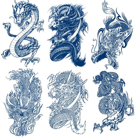 Buy Semi Permanent Realistic Dragon Tattoos, 6-Sheet 100% -Based Ink Infinity Animal Tattoo ...