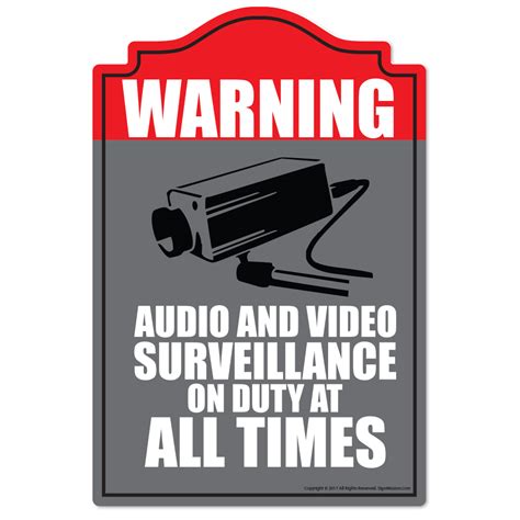 Audio Video Surveillance Novelty Sign | Indoor/Outdoor | Security Sign Office Warning Sign ...