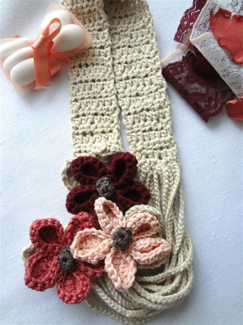 CROCHET PATTERN String Flowers Necklace Crocheted Flower - Etsy