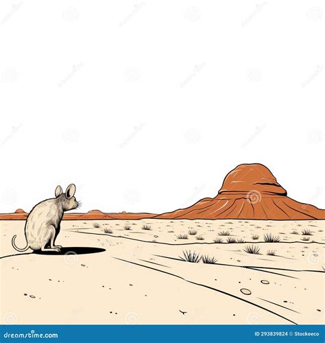 Cartoon Rat Gazing at Moon in Desert - Topographic Photography Style ...