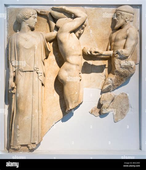 Metope 10 of the Temple of Zeus at Olympia: Herakles supports the ...