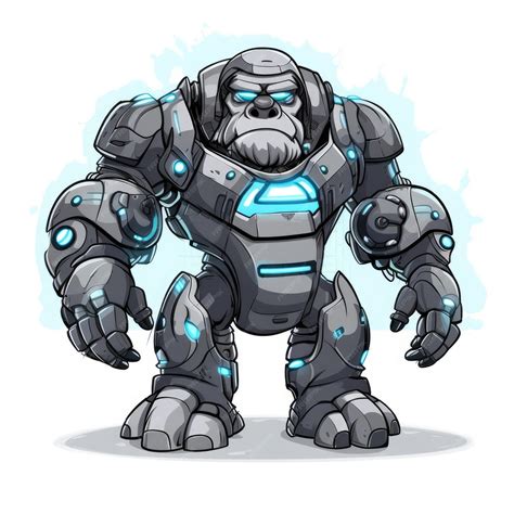 Premium AI Image | A cute cyborg gorilla full body view isolated on white