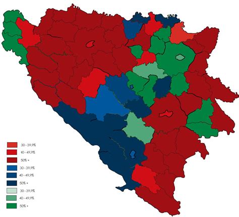 Bosnia ethnic map - Bosnia religion map (Southern Europe - Europe)