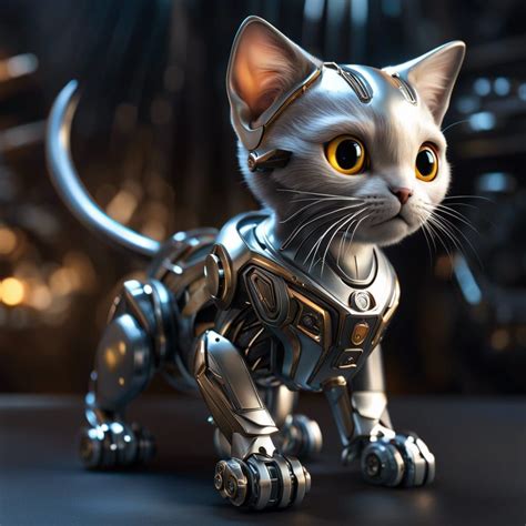 Hyper realistic cute promethean robot kitten with insanely high quality ...