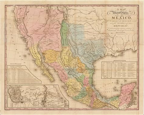 Antique Map of the United States of Mexico - Old Cartographic Map - Antique Maps Digital Art by ...