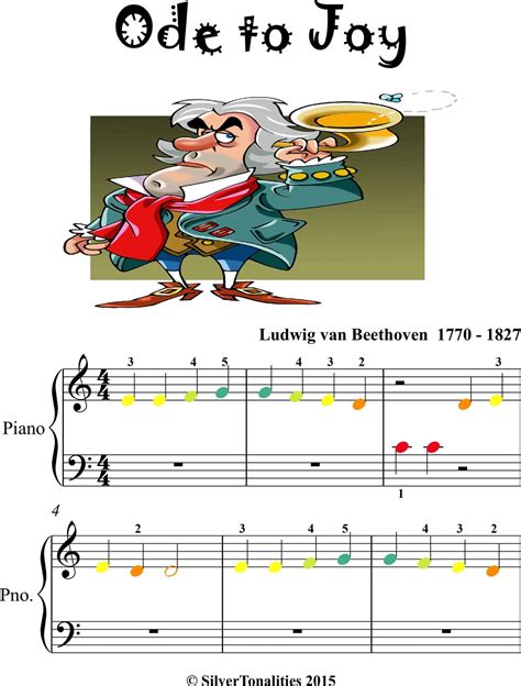 Ode to Joy Beginner Piano Sheet Music with Colored Notation eBook by Ludwig van Beethoven - EPUB ...