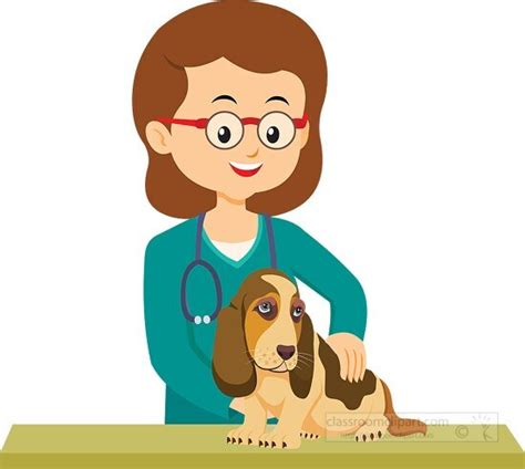 Dog Clipart-female veterinarian checking dog clipart