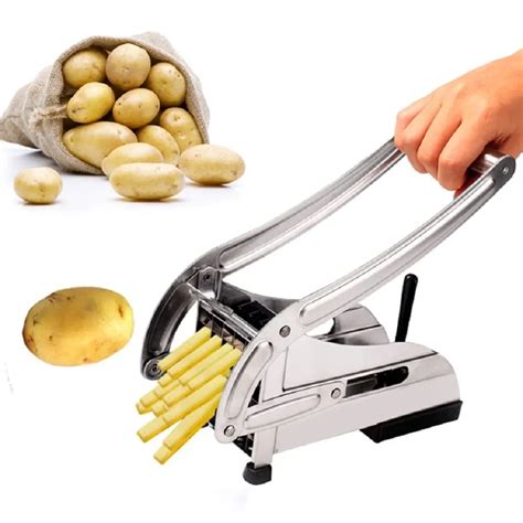 Stainless Steel French Home Fry Fries Potato Chips Strip Cutting Cutter Machine Maker Slicer ...