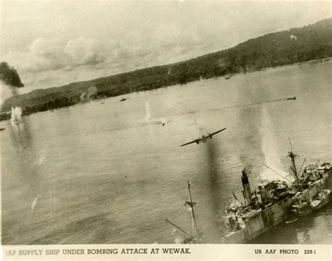 US bomber attacking a Japanese supply ship off the coast of Wewak, New Guinea | The Digital ...