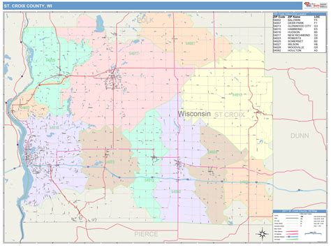 St. Croix County, WI Wall Map Color Cast Style by MarketMAPS