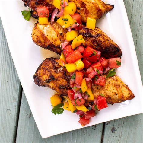 Grilled Chicken with Mango Watermelon Salsa - Sidewalk Shoes