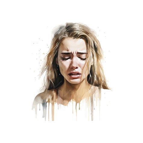 Premium Vector | Raw emotional outpour of a crying woman in watercolor vector illustration design