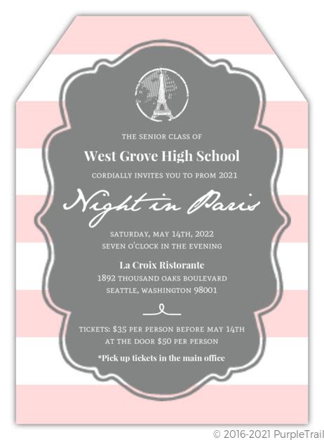 Night In Paris Prom Invitation | Prom Invitations