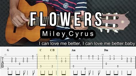 Miley Cyrus - Flowers Fingerstyle Guitar ( Tab + Chords + Lyrics ) - YouTube