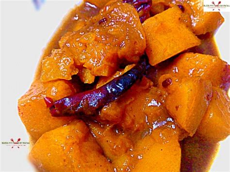 Ambal, ambal recipe, khatta meetha kaddu, sweet and sour pumpkin