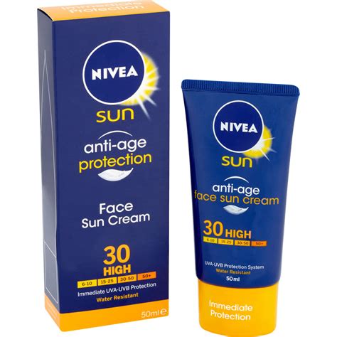 Nivea Sun Anti-Age Protection Face Sun Cream SPF 30 High 50ml | Wilko