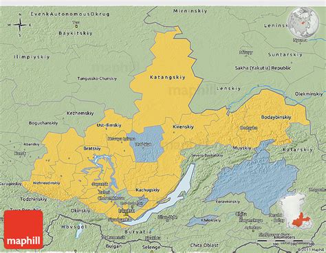 Savanna Style 3D Map of Irkutsk Oblast