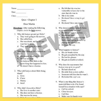 Dear Martin Test Chapter 1 by Ms Baileys Classroom | TPT