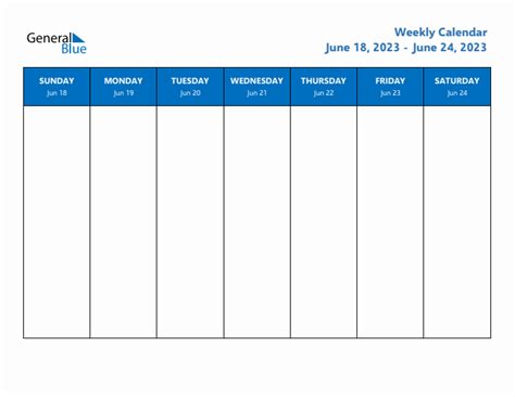 Free Editable Weekly Calendar - Week 25 of 2023