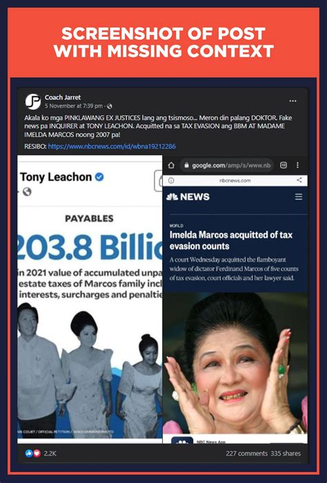 MISSING CONTEXT: Bongbong, Imelda Marcos acquitted of tax evasion