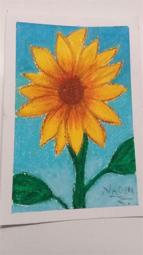 Sunflower Oil Pastel Painting - SUNFLOWER