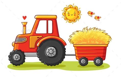 Tractor with a Cart | Art drawings for kids, Drawing for kids, Tractor drawing