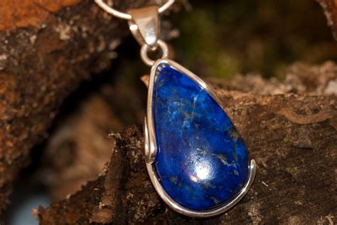 Amazing Lapis Lazuli Pendant fitted in Sterling Silver setting. Lapis Lazuli necklace. Design ...