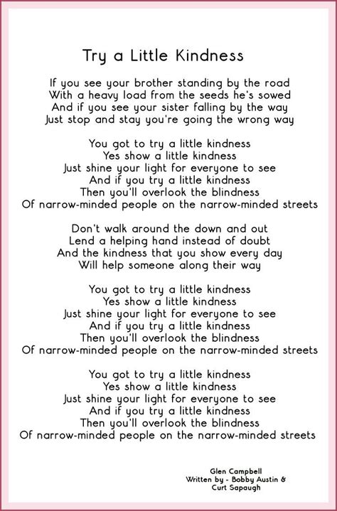 'Try A Little Kindness' - Link will go to song :) Performed by Glen ...