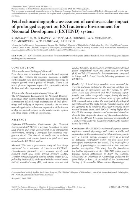 (PDF) Fetal echocardiographic assessment of the cardiovascular impact of prolonged support in ...